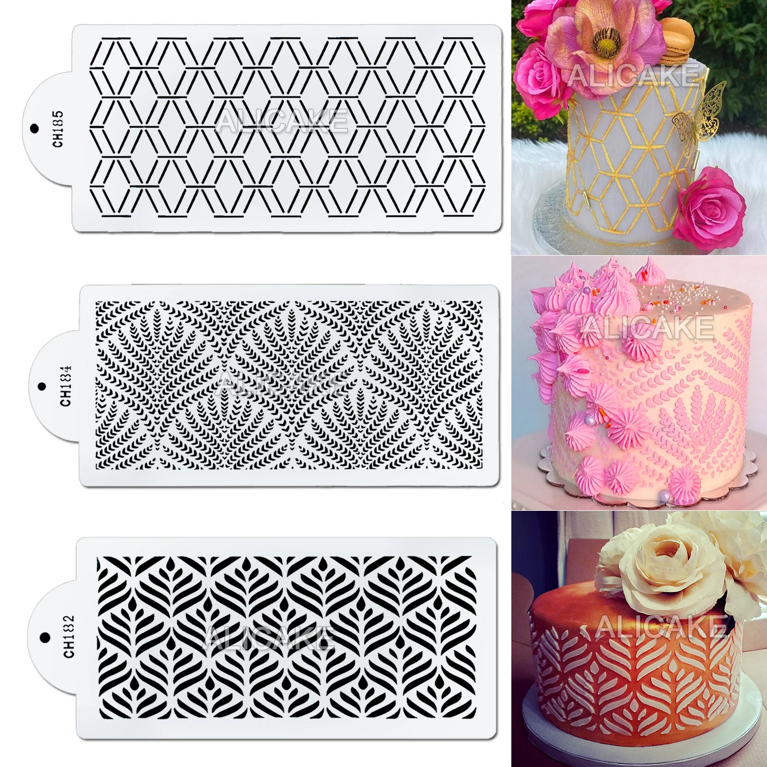 Cake Stencil Grass Shape Pattern Wedding Cake Decorating Plastic Lace Cake Boder Stencils Template Drawing Mold Tool Bakeware