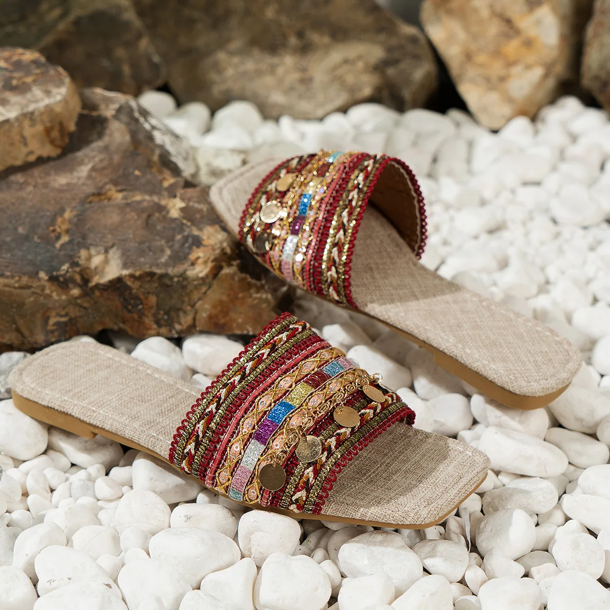 Neue Damen-Sandalen 202 Sommer Neue Flache Retro-Zehen-Sandalen für Damen – Detail 2