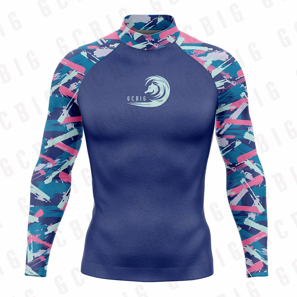 Surfing Swimming Diving T-Shirts Tight Long Sleeve Rash Guard Swimwear Men's Protection Surf Clothing Beach Quick-Dry Tops