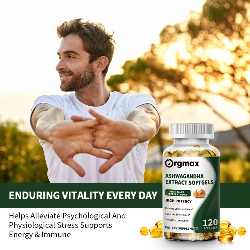 Organic Ashwagandha Capsules, Piperine Extract, Stress Relief, Natural Mood and Focus, Natural Energy Supplement, Unisex