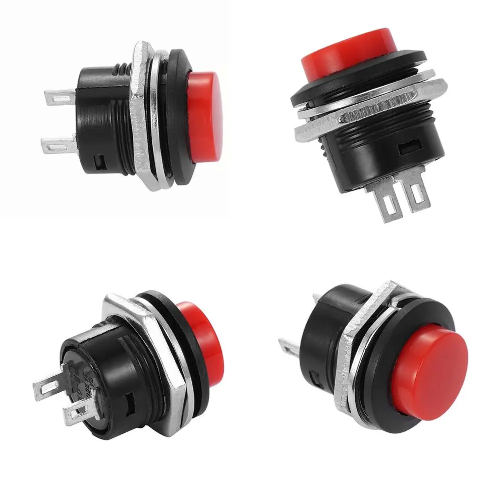 2Pcs 16mm Red Momentary On/Off Push Buttons Horn Switch for Car Auto Mini Round Push Button Switch Car Accessories