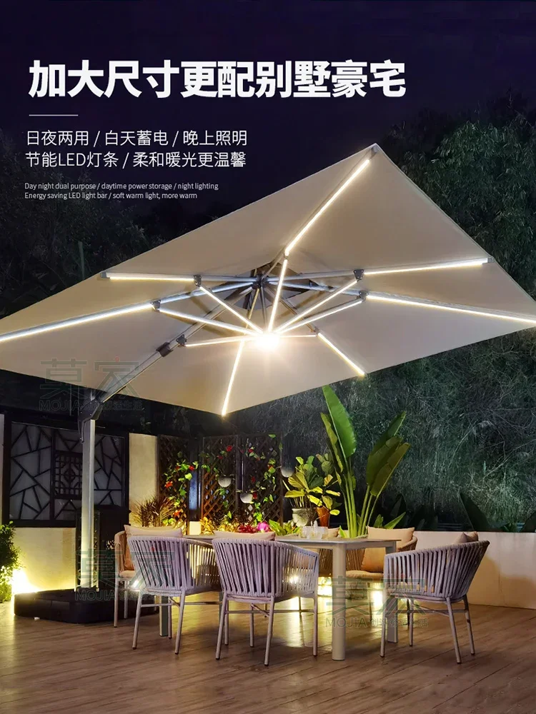 1 Outdoor Sunshade Umbrella Courtyard Umbrella Garden Villa with Light Solar Umbrella Terrace Garden Roman Outdoor