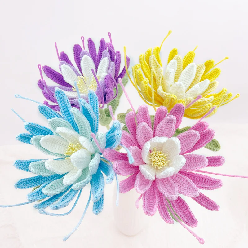 Flor de Epiphyllum Tejida a Crochet - Flor Artificial Tejida para Decoración del Hogar y Regalos