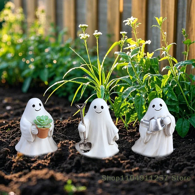 

Ghost Figurine Decor - 3 Packs Small Halloween Ghost Statue For Home Decorative - Cute Mini Spooky Ghosts Halloween Decor