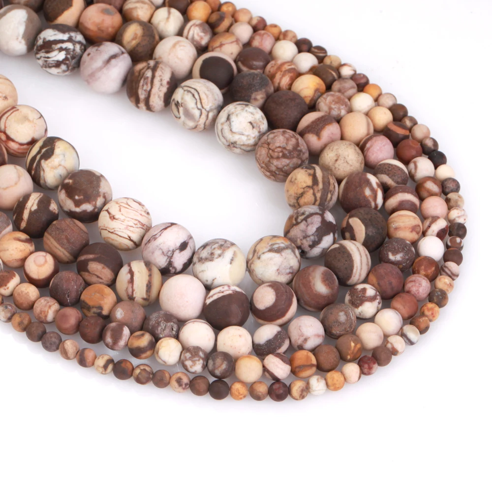 Natursteinperlen, 4–12 mm, matt, australisches Zebra, rund, lose Abstandsperlen für die Schmuckherstellung, DIY-Armbänder, Ohrringe, Zubehör
