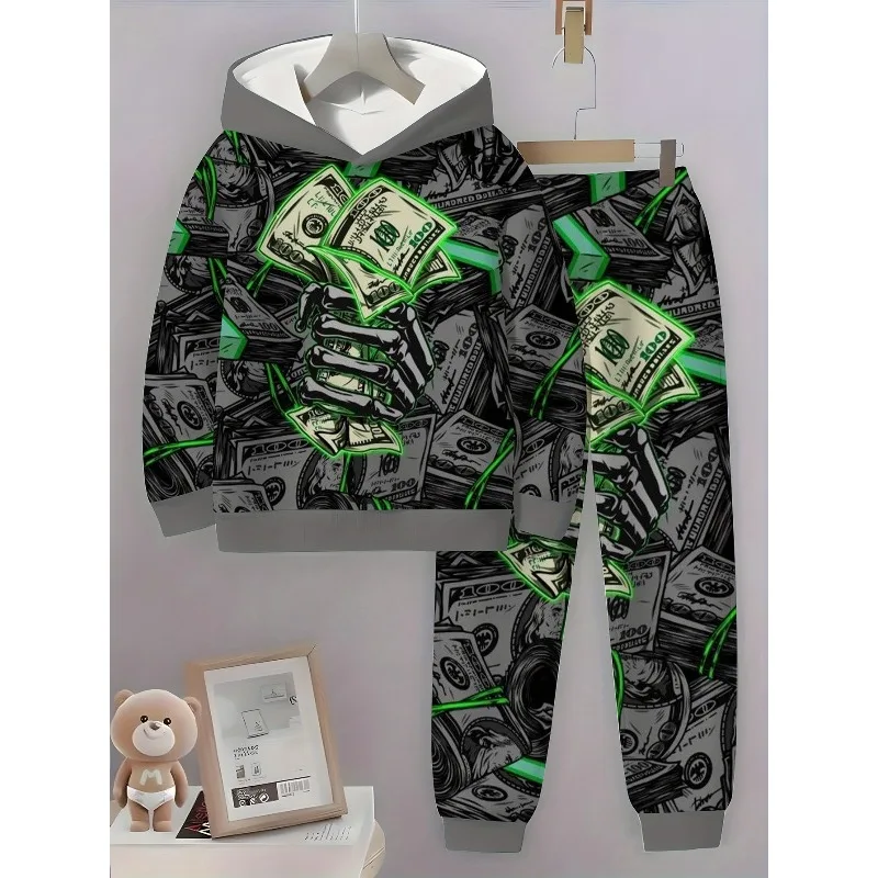 2025 أزياء 3D مطبوعة الجمجمة المال نمط عارضة مجموعة مقنعين طويلة الأكمام هوديي وسراويل أزياء مجموعة الأنشطة في الهواء الطلق #1