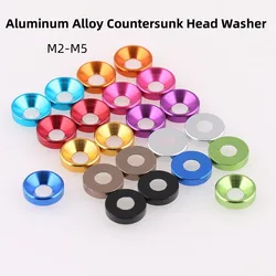 10Pcs M2 M2.5 M3 M4 M5 Aluminum Alloy Countersunk Head Washer Head Bolt Washers Gasket Colourful  Anodized Flat Head Washer
