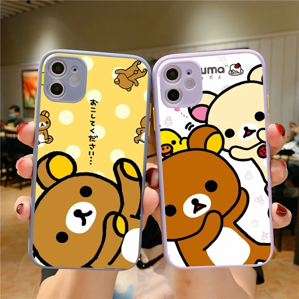 

Cute R-Rilakkuma Phone Case For IPhone 14 X XR XS 7 8 Plus 11 12 13 Pro MAX 13mini Matte Shockproof Case