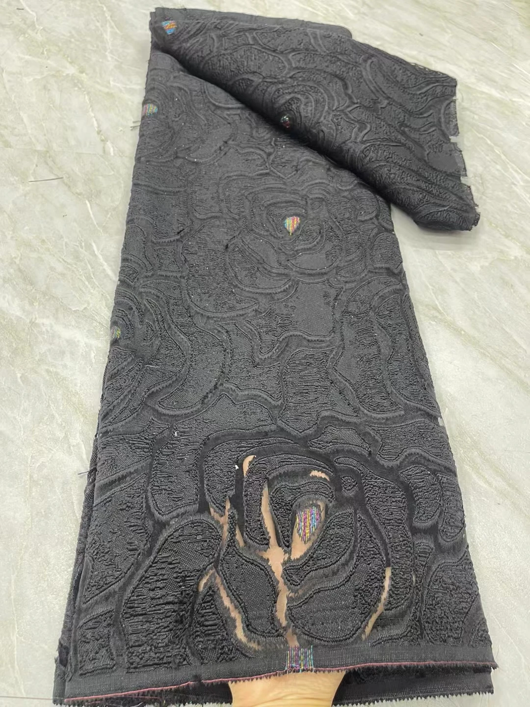 Cheap Gold African Jacquard Brocade Lace Fabric 2024 High Quality French Nigerian Organza Voile Lace Fabric For Party KCW2406