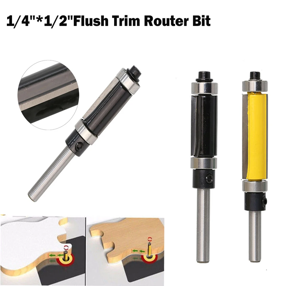1/4 "haste nivelada guarnição roteador bit cortador de madeira com rolamento para modelo de madeira padrão carboneto fresa ferramenta de fresagem para trabalhar madeira