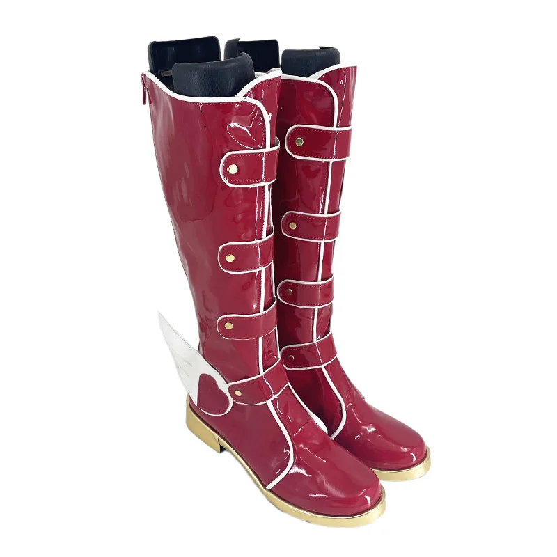 Love Live Rin Hoshizora Cosplay Shoes Handmade Faux Leather Red With Wings Anime Boots view 5