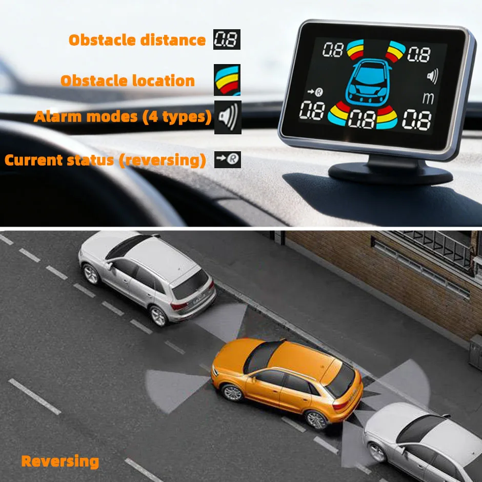 8 Parking Sensor Parktronic Car Automobile Reversing Backup Radar Electronics Rear   Detector Backing Assistance Kit Buzzer..