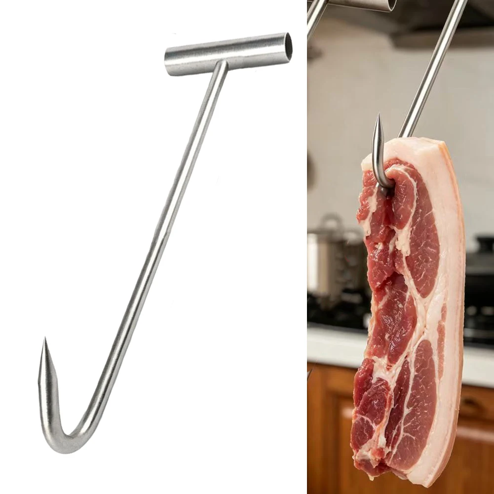 T Hook Galvanized Hanging Hook For Meat Curtain Butcher Shop Slaughterhouse Processing Equipment Lifting Tool Silver Finish