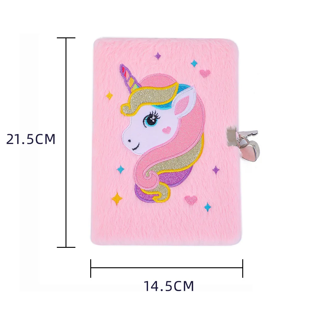 ute Cartoon A5 Plush Unicorn Lockable Diary Notebook Student Study Assignment Book Stationery Children Girl Holiday Reward Gifts