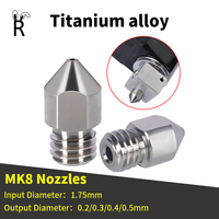 3D Printer Parts Nozzle MK8 Titanium Alloy 0.2mm-0.5mm For 1.75MM Supplies CR10 CR10S Ender-3 Extruder Head 3D Printer Nozzle