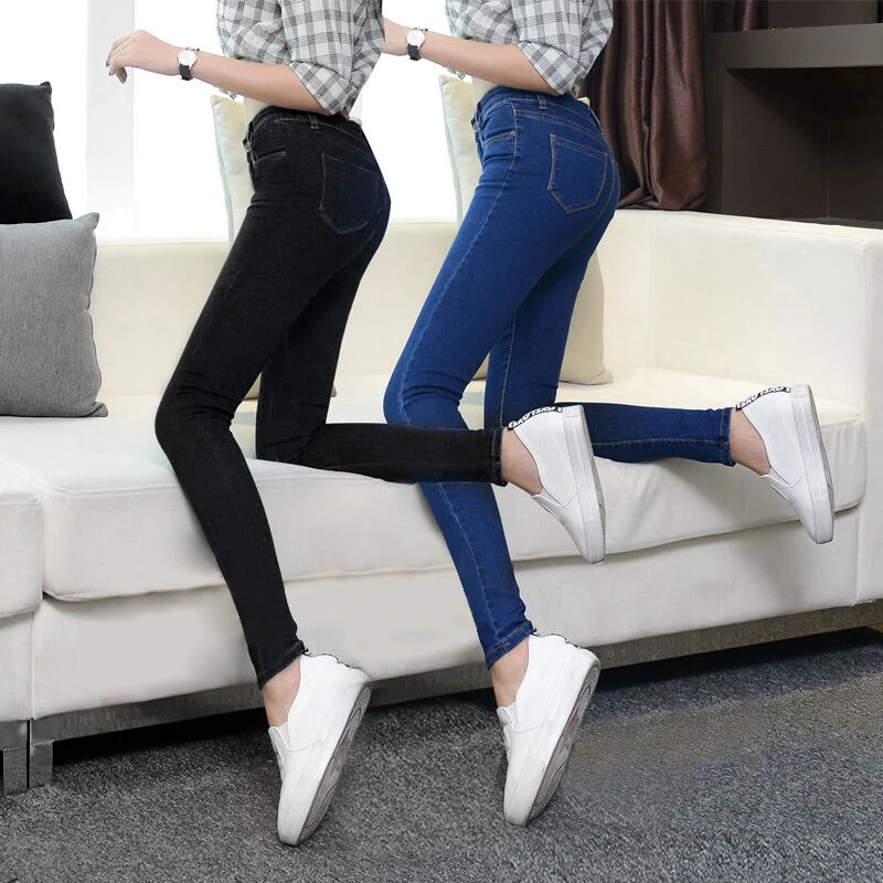 

High Waist Straight Leg Jeans Women's Spring Summer Slimming Pencil Pants Long Trousers Trendy Cotton Stretch Denim