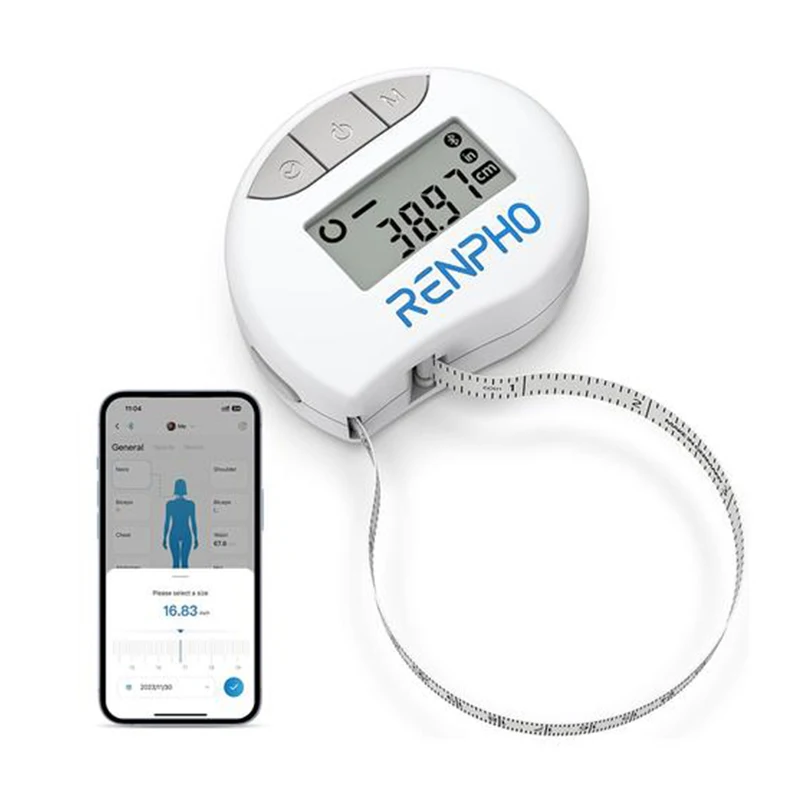 

RENPHO Smart Tape Measure with Bluetooth App for Fitness Portable, Automatic Retractable Tape, 60in /150cm, Metric Tape Measure