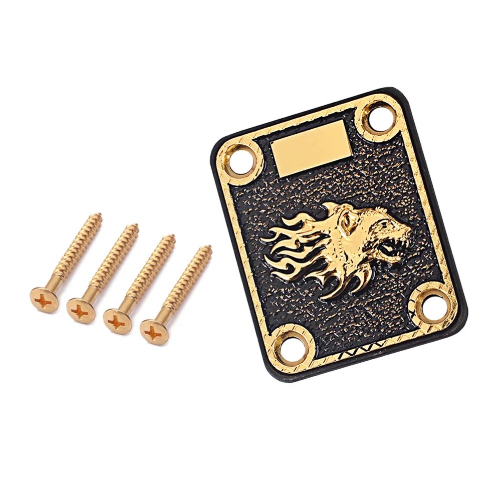 

GV121 Zinc Alloy Square Guitar Neck Reinforcing Plate Neck Base Plate with 4 Screws For TL SQ Style Style Electric Guitar Bass