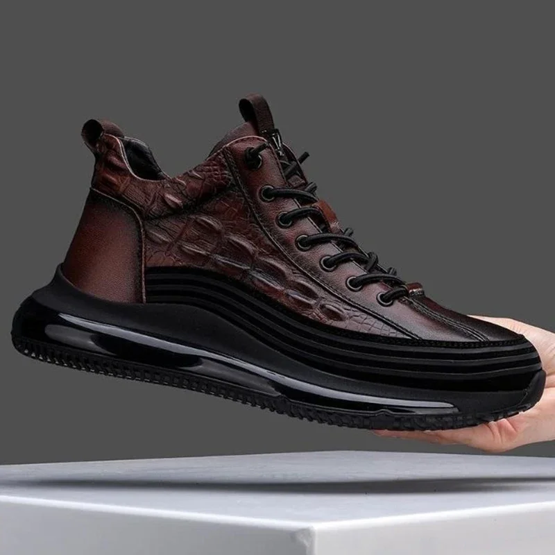 2024 Autumn Alligator pattern Men Sneakers Lace Up Casual Platform Vulcanized Shoes Male Anti-slip Running Zapatillas Hombre