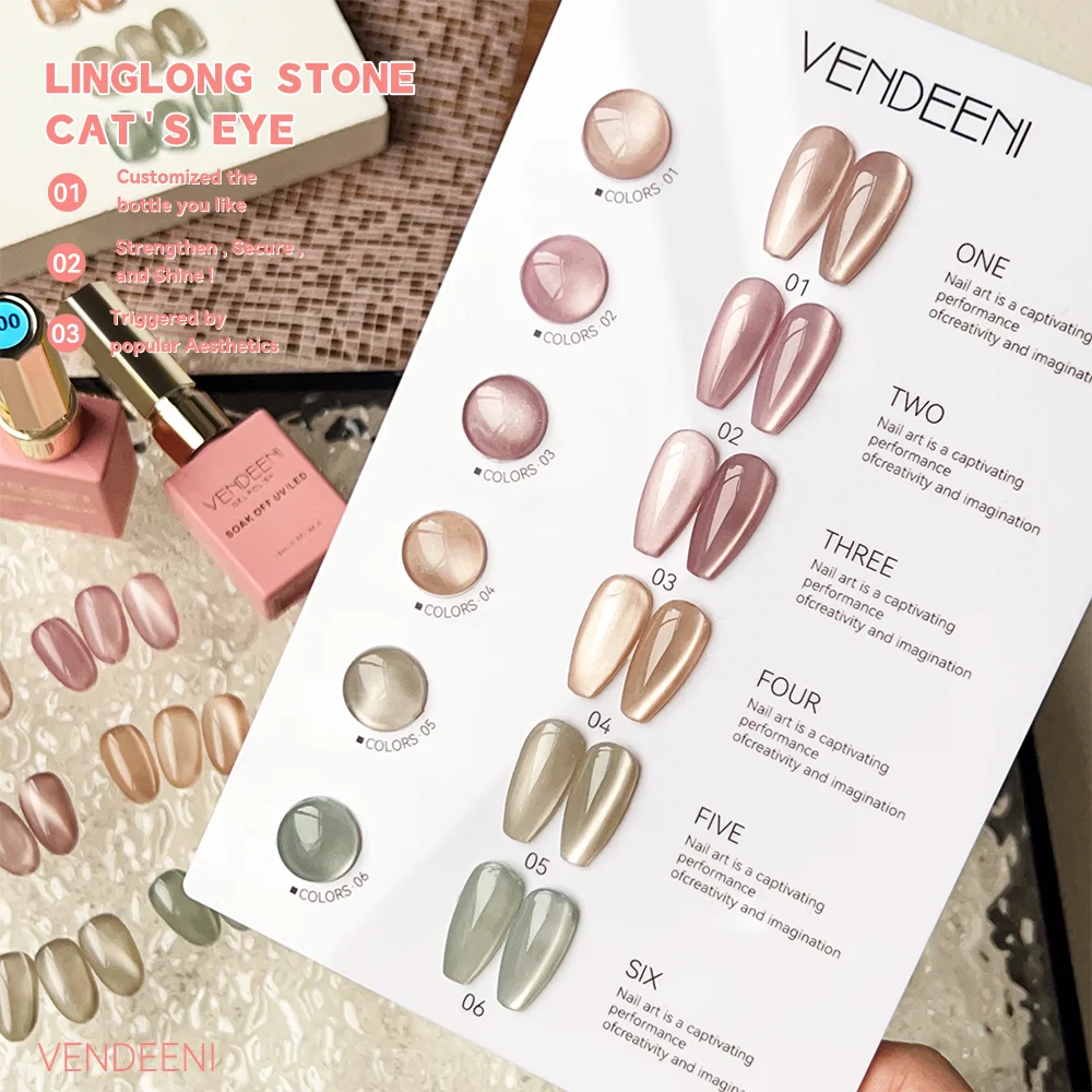 Vendeeni Hot Populaire Waterige Spiegel Cat Eye Gel Polish Collectie 6 kleuren Hema TPO Gratis Jelly Cat Eye Gel nagellak
