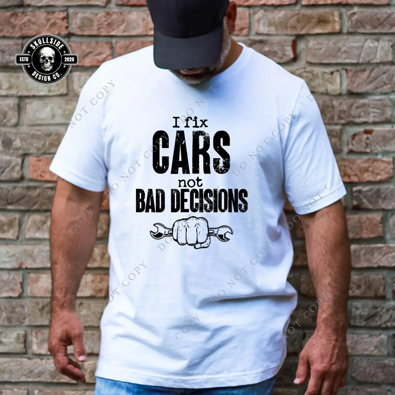 Funny car guy t shirt Mechanic Wrench for husband vintage Washed graphic Soft Casual Top For Everyday Wear fashion streetwear