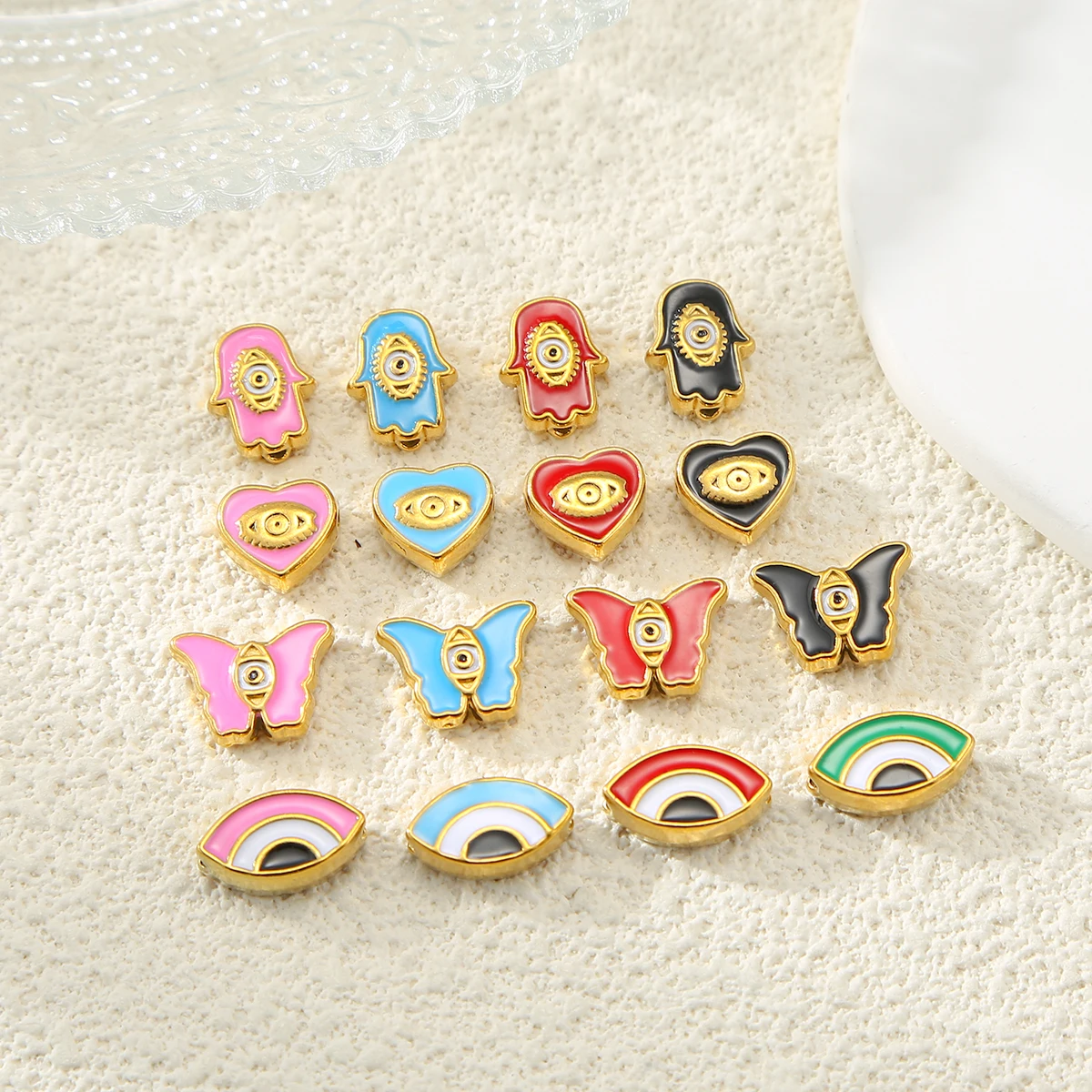 

HIYEE 10 шт. бусины-глазки в турецком стиле бохо, эмалевые разделительные бусины для женских браслетов, материалы для изготовления украшений, DIY-украшения