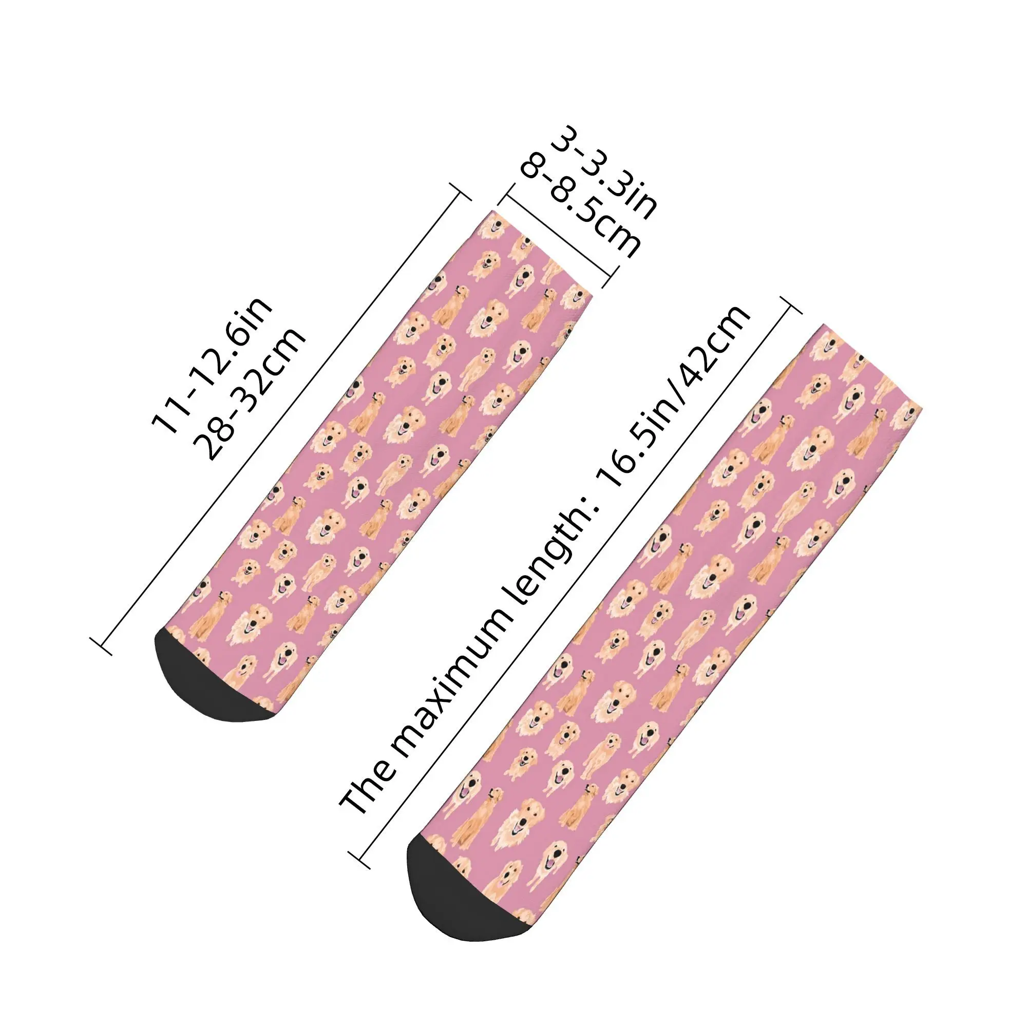 Golden Retrievers en calcetines rosas Harajuku medias absorbentes del sudor calcetines para todas las estaciones accesorios para regalos de Navidad unisex