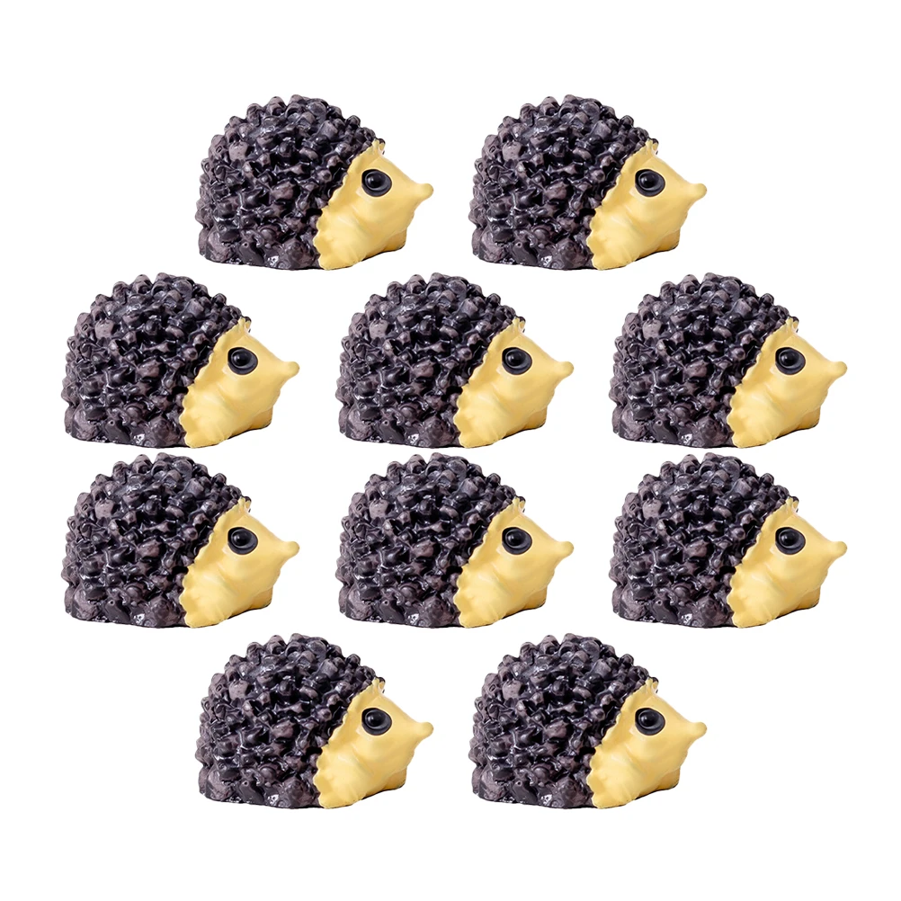 

10pcs Mini Hedgehog Figurines Resin Statue Tiny Animal Decor Garden L nament Gray Mini Sculpture Yard Art