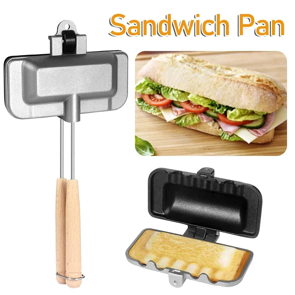 Double-Sided Sandwich Pan Non-Stick Foldable Grill Frying Pan for Bread Toast Breakfast Machine Pancake Maker Kitchen Gadgets