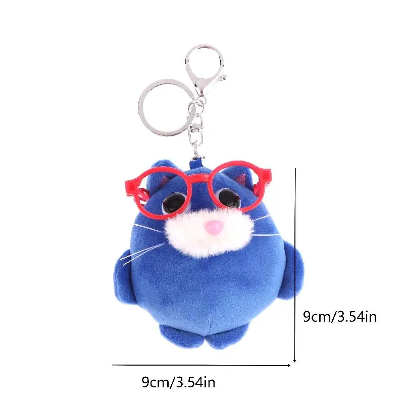 Niedlicher Plüsch-Schlüsselanhänger mit gefülltem Kätzchen in Blau, Cartoon-Puppe mit dicker Katze, einzigartiger Taschen- und Rucksack-Charm, perfektes dekoratives Geschenk.