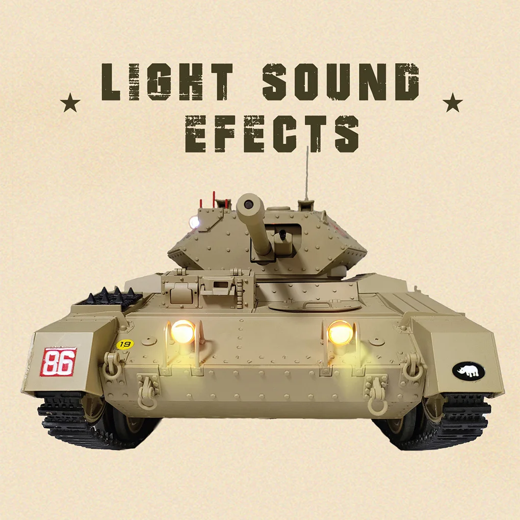 1/16 Coolbank Brytyjski Krzyżowiec Elektryczny Zdalnie Sterowany Czołg Model Militarny z Dymem Obrotowa Wieża 360 °   Zabawki dla dorosłych dzieci