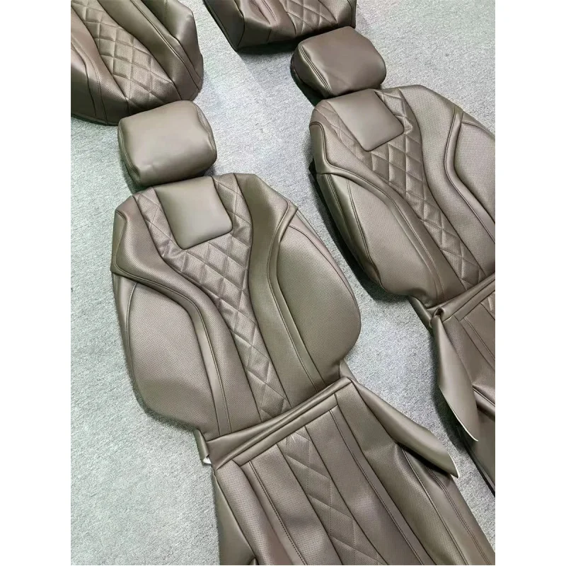 For Mercedes S-Class W222 W223 W221 Fit Leather Seat Covers  Hand-Stitched Business Style Car Interior Decoration