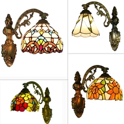 European tiffany Lamp Sconces Wall Lights for Home Living Room Bedroom Mediterranean Stained Glass Lighting Fixtures Loft Decor
