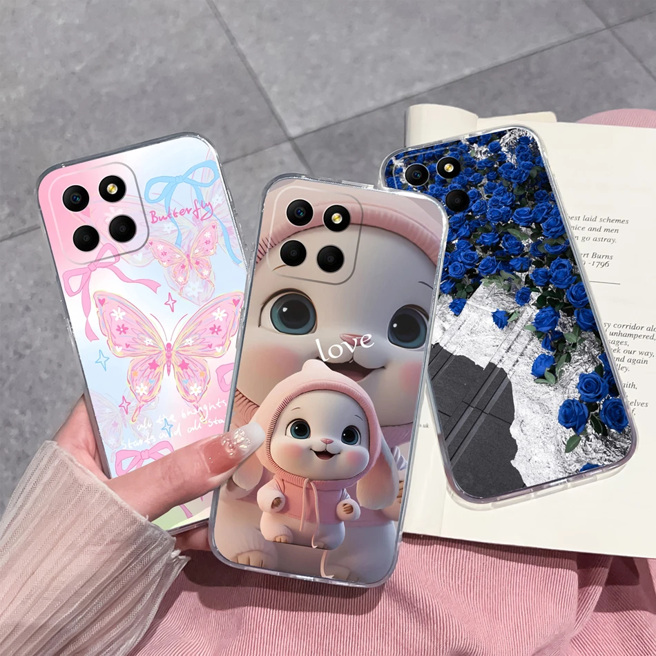 Cartoon Case For Honor X8 X8A X8B Phone Housing Cute Crytal Transparent Back Cover For Honor X 8 5G Soft Clear Anti Drop Bumper