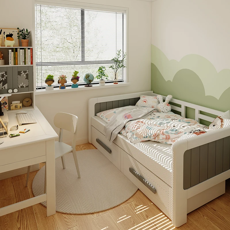 

Ограждение из массива дерева, детская комната, односпальная кровать, кровать для хранения, спальня, маленькая кровать 1 м