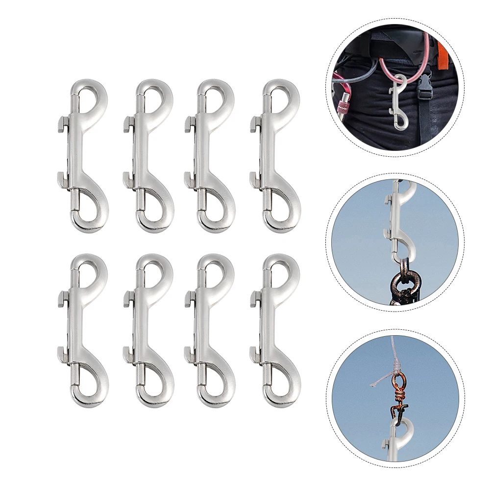 

8 Pcs Double Ended Snap Hooks Heavy Duty Metal Clips Detachable Silver Long Trigger Bolt Hook Sturdy Anti Rust Corrosion