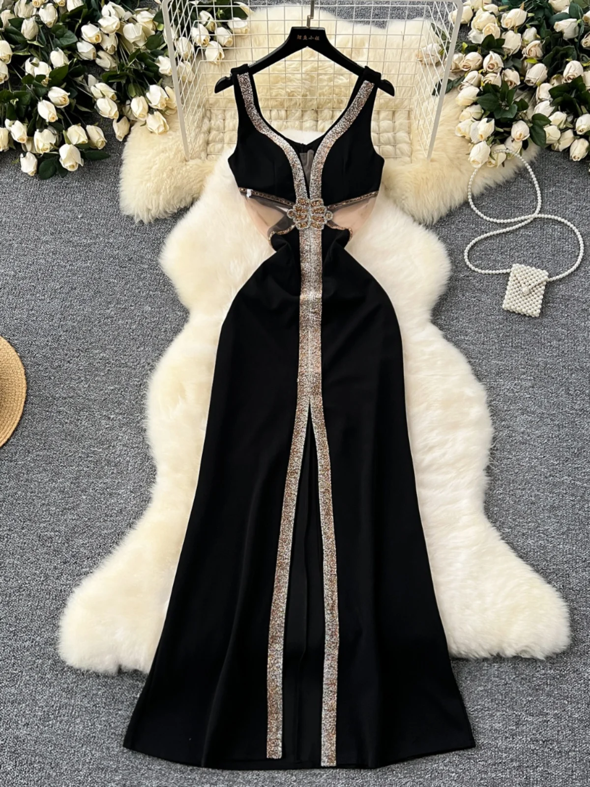 Ele เซ็กซี่ดูผ่าน Me Splice Fi-tail Dr ผู้หญิง High-end Faion ชุดราตรีเกาหลี Sle เดินทาง Dr