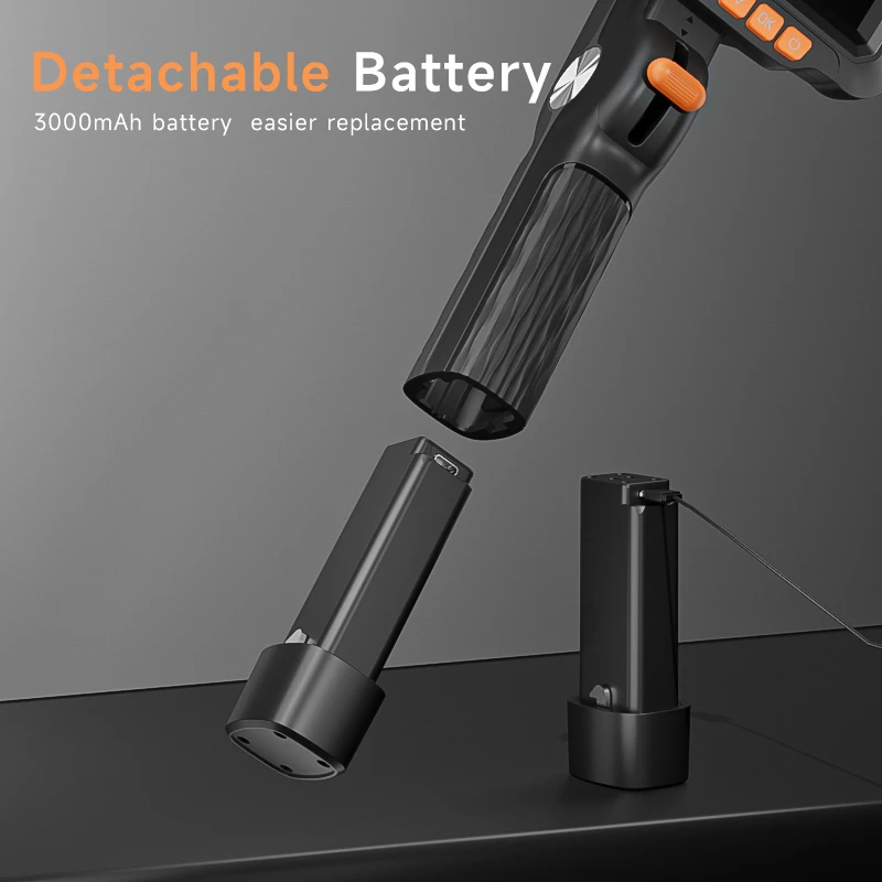 2-Way 360 °   توجيه توضيح Borescope 1080P المنظار 6.2/8.5 مللي متر كاميرا 4.3 ''IPS بطارية شاشة قابلة للفصل لفحص السيارة
