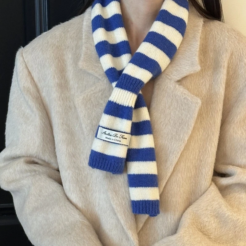 جديد اللون حجب مخطط محبوك وشاح للنساء الخريف والشتاء أزياء وشاح غير رسمي متعدد الاستخدامات #4