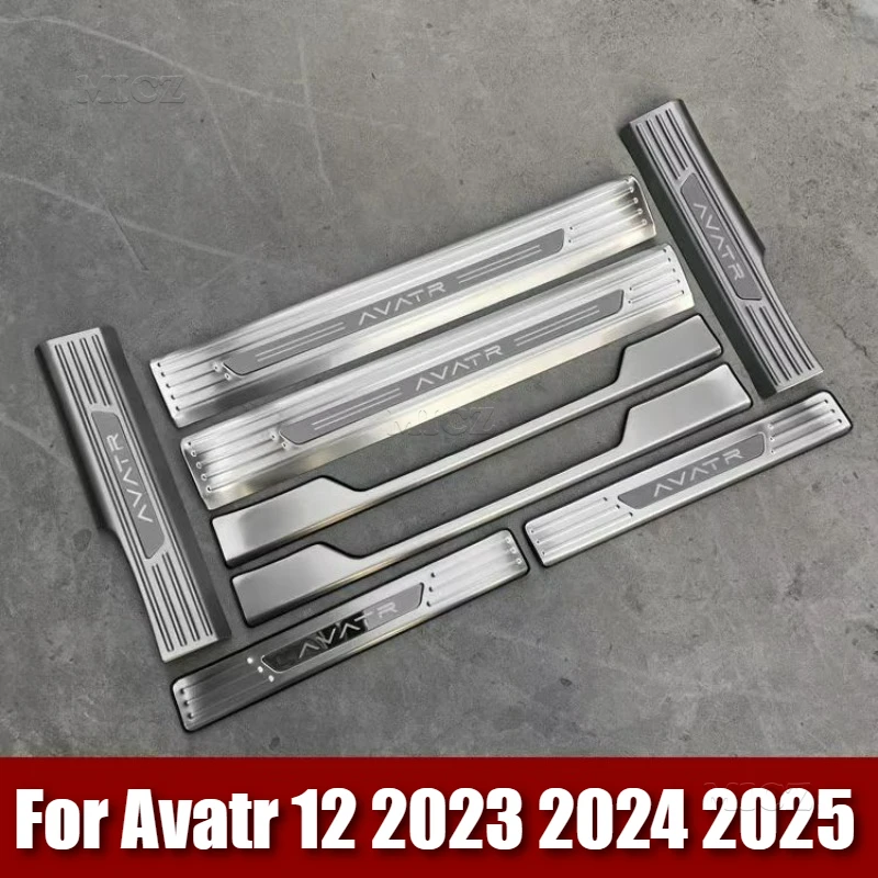 

For Avatr 12 2023 2024 2025 Stainless Steel Car Accessories Car Door Sill Protector Trim Scuff Pedal Threshold Cover 8 Pieces