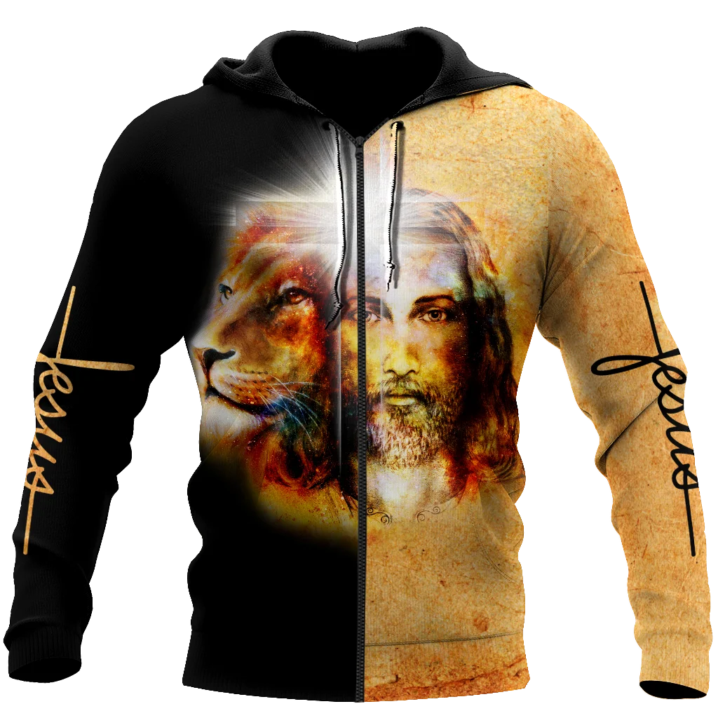 3D Print God Jesus Zipper Hoodie New Arrival Spring and Autumn For Men Vintage Cross Pullovers Colorful Cool High-quality Casual