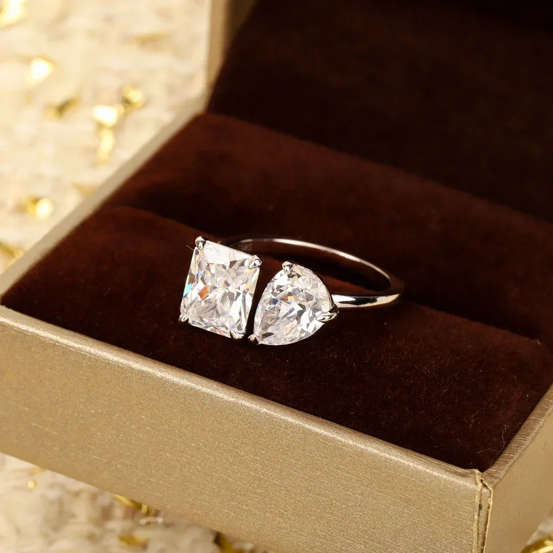 

Top Quality Fine Jewelry 925 Silver Irregular Water Droplets Ring Woman Exquisite Gifts Trend