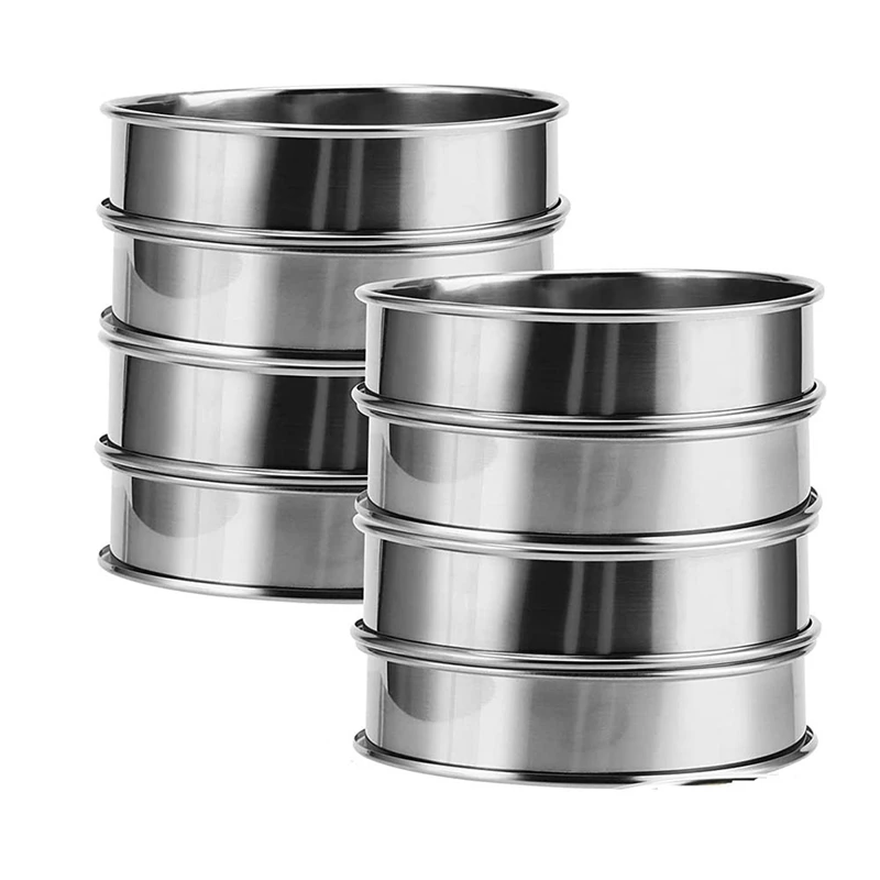 

8 шт. 4-дюймовые кольца для маффинов, кольца из нержавеющей стали, рифленые кольца для маффинов, двойные кольца в рулоне