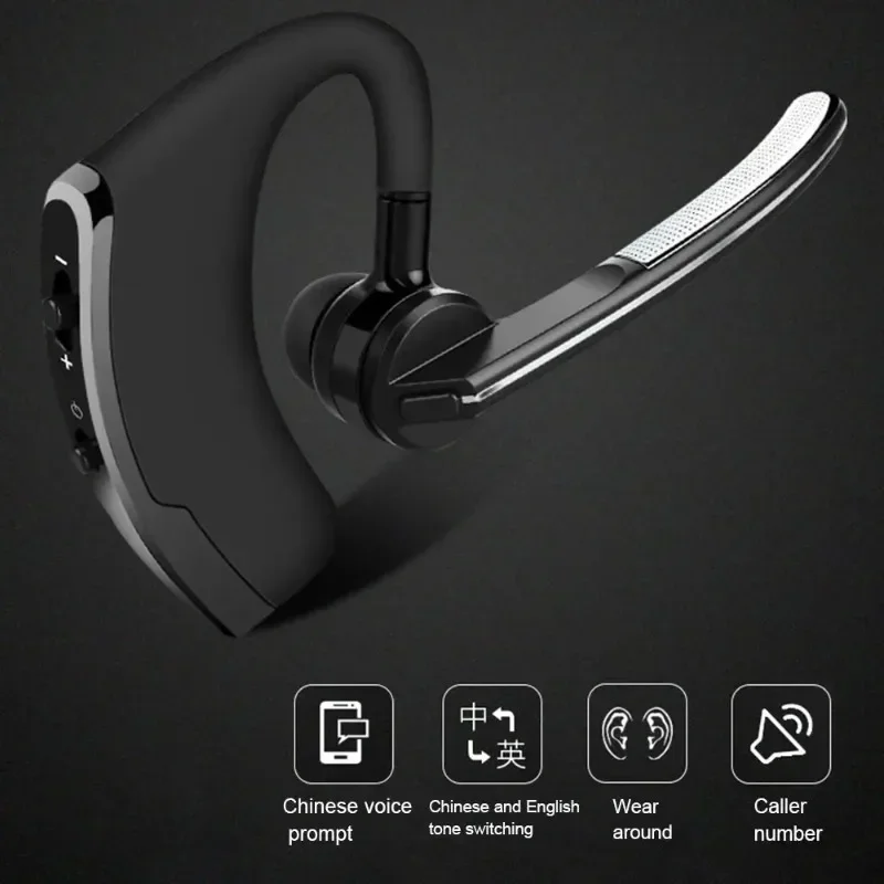 V8 Wireless Bluetooth Earphone with HD Mic Stereo Business Handsfree HD Call Bluetooth Headset