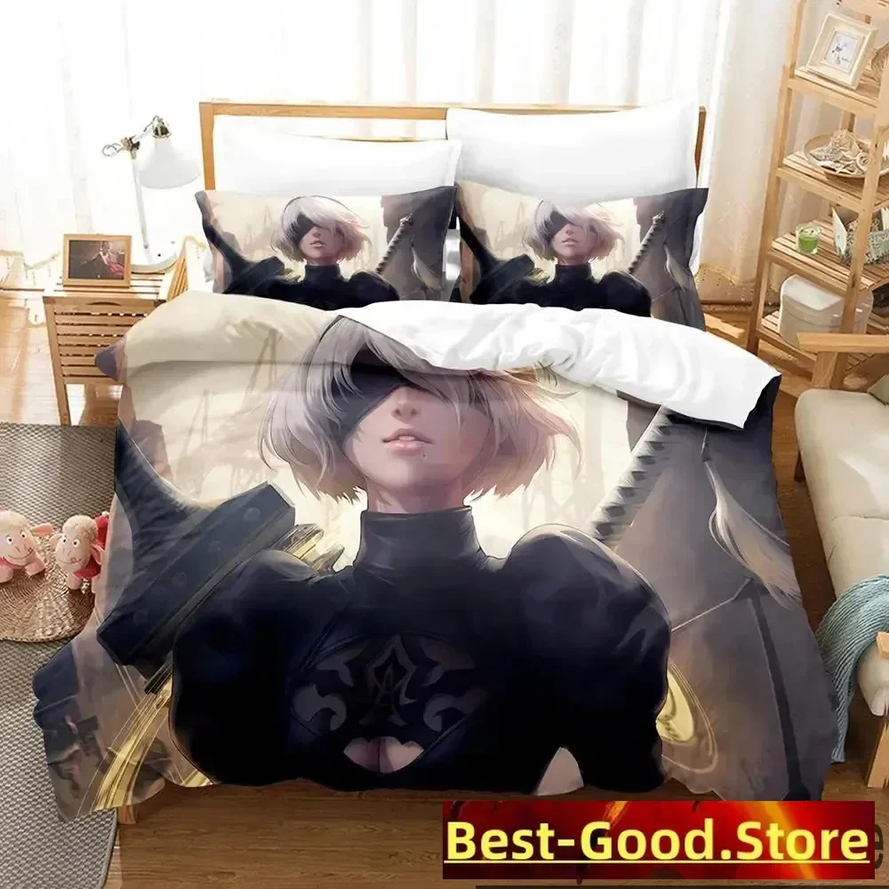 3D Print Anime Game NieR Automata 2B Bedding Set Boys Girls Twin Queen King Size Duvet Cover Pillowcase Bed boys Adult