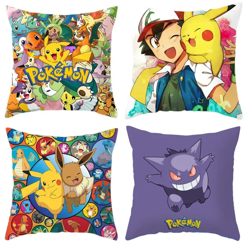 Anime Figure Pokemon Cushion Cover Cartoon pikachu Pillowcase Sofa Car Home Cover Bedroom Decoration Christmas Gifts Toys