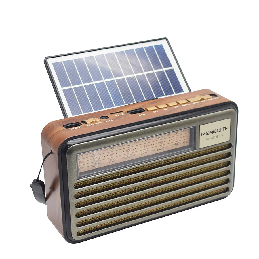 Multi function solar radio  AM FM short wave radio portable radio with Bluetooth speaker m-521bts FM radio retro