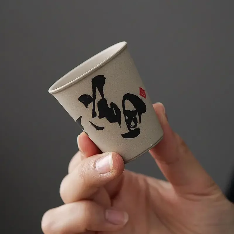 INS new rough pottery teacup Chinese style high value teacup exquisite ancient style tea cups personalised eight gift box set