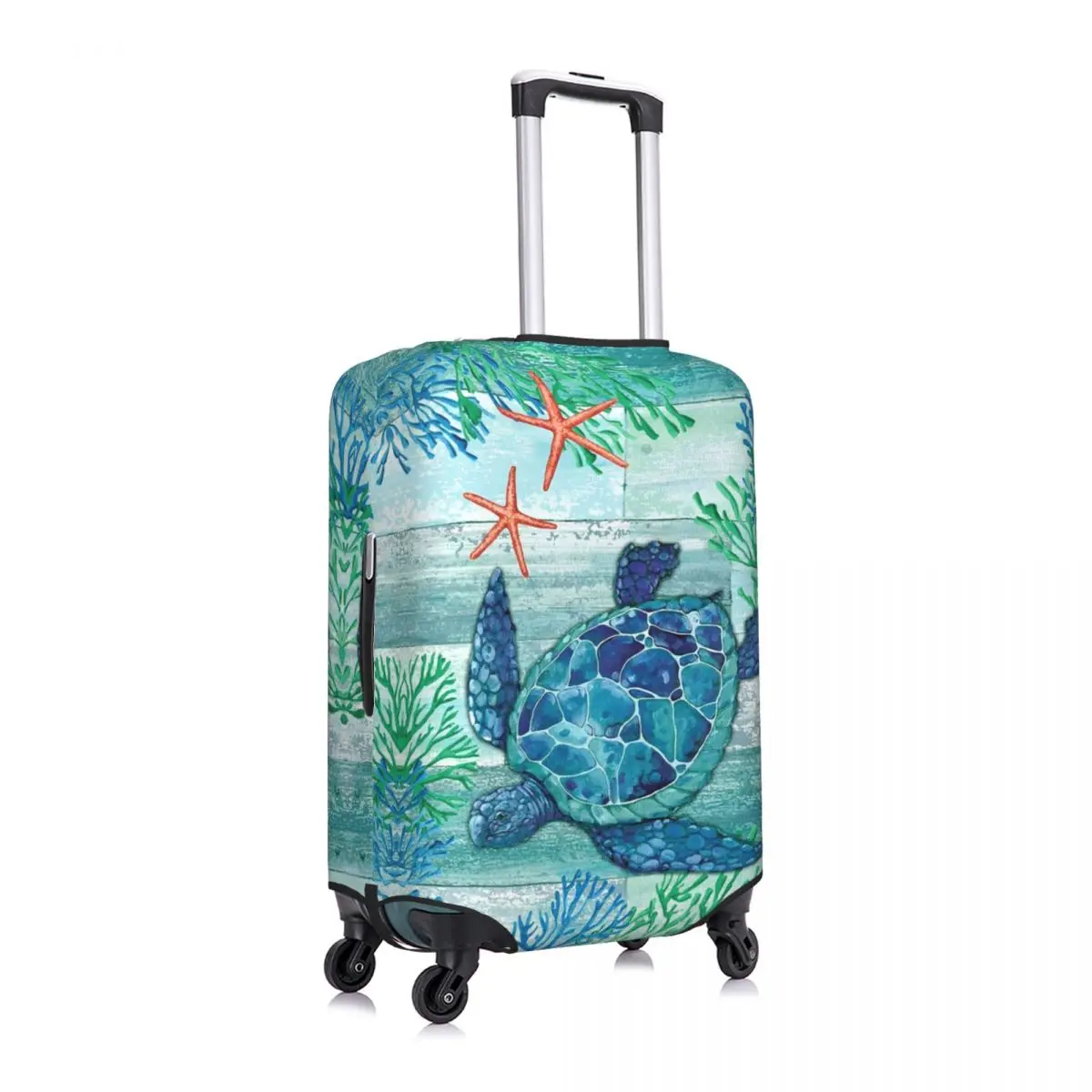 Custom Ocean Sea Turtle Luggage Cover Protector Elastic Travel Suitcase Covers