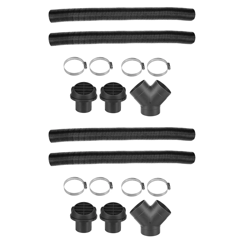 

2X, 75Mm Car Auto Heater Pipe Duct Y Piece Warm Air Outlet Vent Hose Clips Set For Parking Heater Webasto Eberspacher